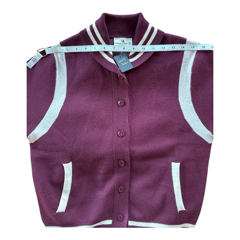 Button Down Varsity Bomber Sweater - image 8